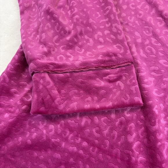 INC International Concepts Velour Notch Collar Plush Cheetah Pajama Set Pink XXL - Picture 4 of 15